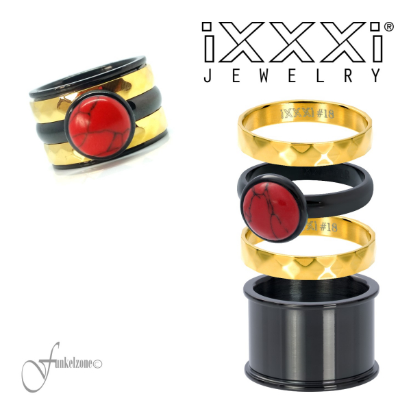 iXXXi Ring 14mm - Kombination #006 - schwarz - rot - gold